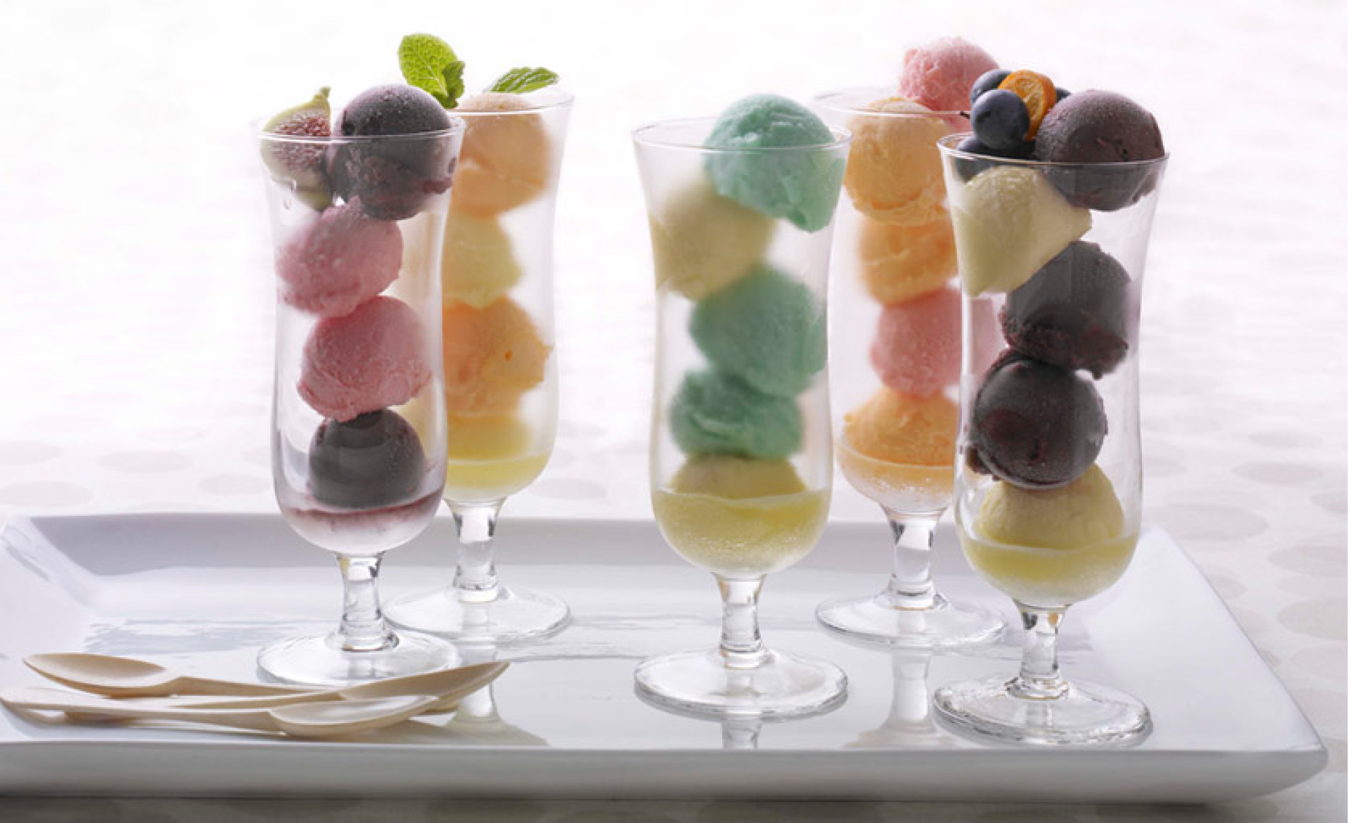 Fruit Sorbet in Tall Glasses